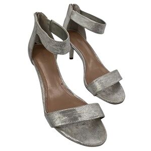Style & Co Silver Ankle Strap Heeled Sandals Size 8.5 Women’s
